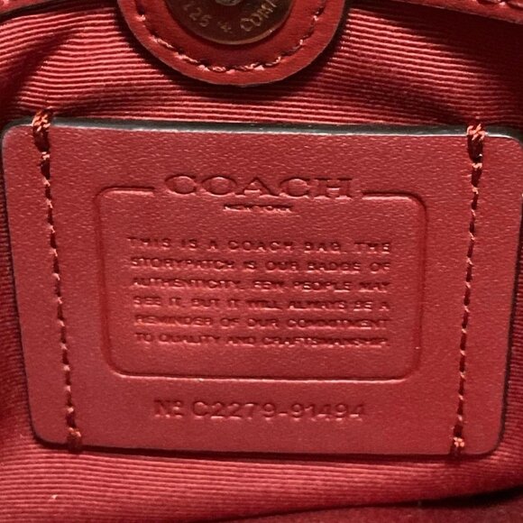 Auth COACH Mini Lillie Carryall 91494 Dark Brown Black Red PVC Leather - Handbag - Picture 8 of 10